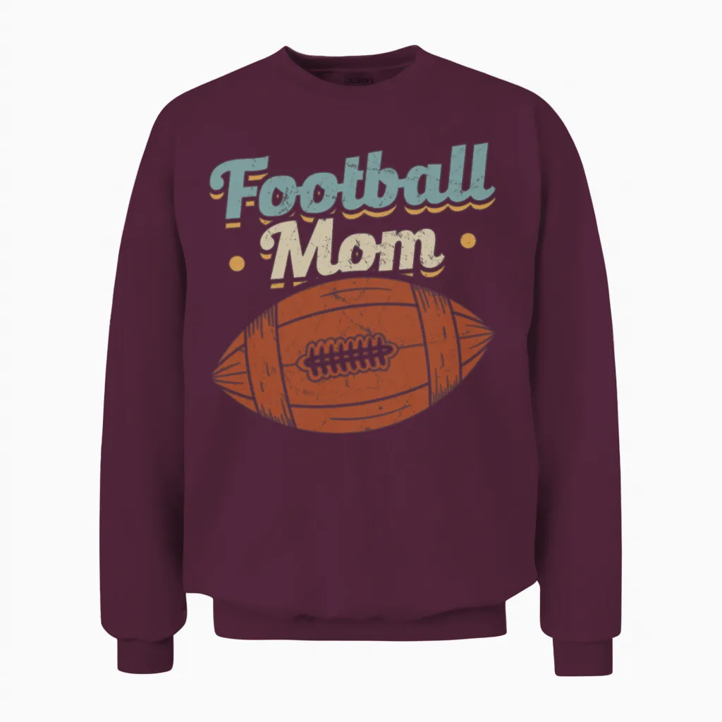 Retro Football Women Mom Unisex Sweatshirt in Maroon