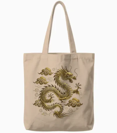 Dragon Asian Clouds Vintage Chinese Japanese Men Women Tote Bags - Natural