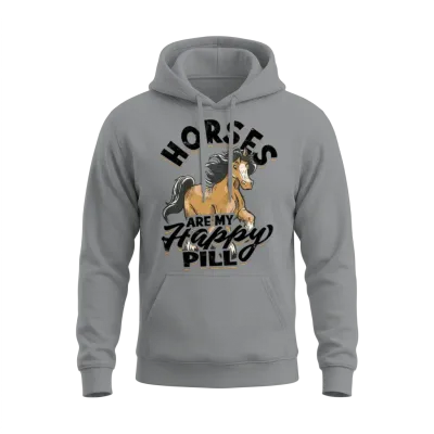 Horses Are My Happy Pill - Horse Unisex Hoodie - Sport Grey