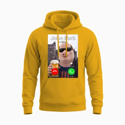 Funny Beer Day John Pork Is Calling Meme Unisex Hoodie - Gold