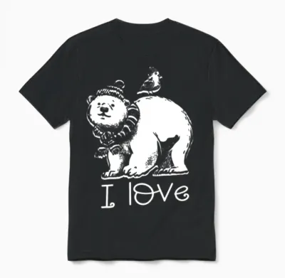 I Love Polar Bear Ice Bear Antartica Arctic Unisex T-Shirt - Black