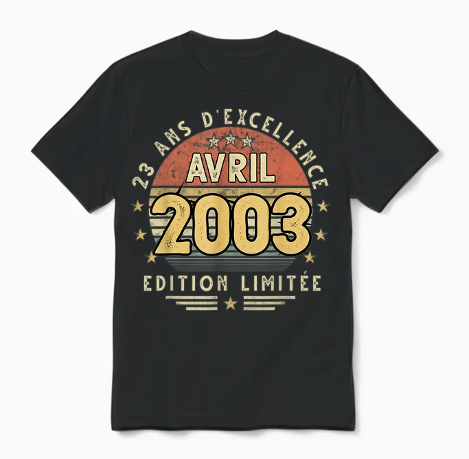 Avril 2003 Cadeau Anniversaire Avril 2003 23 Ans Homme Femme Unisex T-Shirt in Black