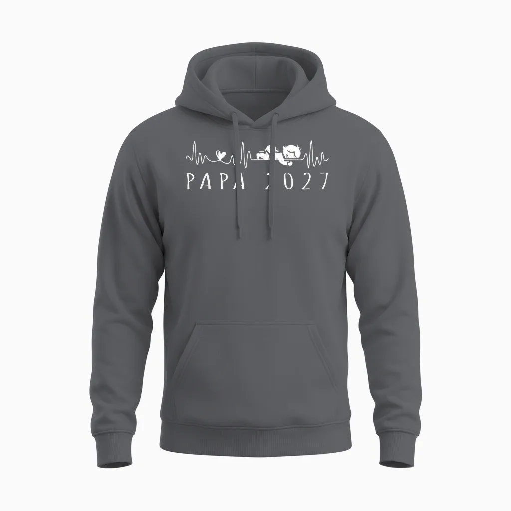 Futur Papa 2027 Battement De Cœur Annonce Grossesse Unisex Hoodie in Charcoal