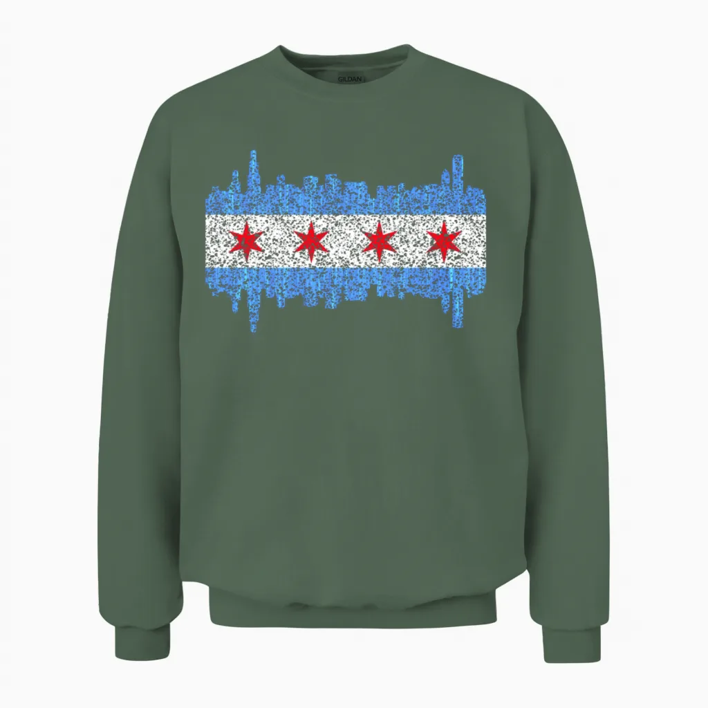 City of Chicago Chicago City Unisex Sweatshirt in Military Green