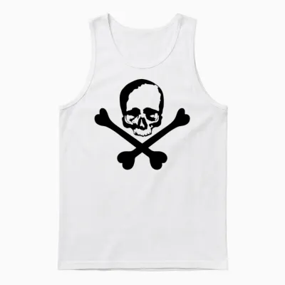 Skull and Crossed Bones Unisex Tank Top - White