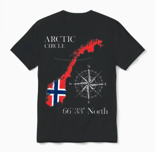 Norway Arctic Circle Polar North Norge Norwegian F Unisex T-Shirt in Black