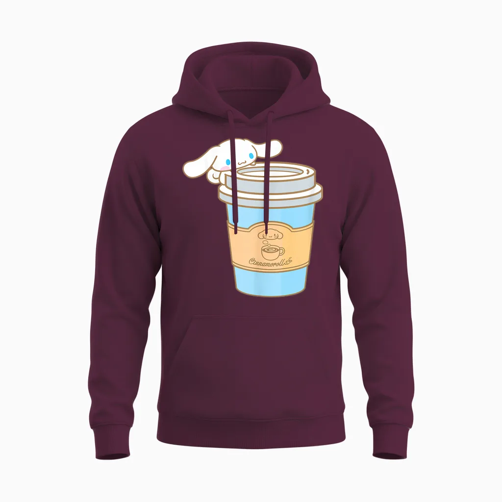 Cinnamoroll Cup of Coffee to Go Unisex Hoodie in Maroon