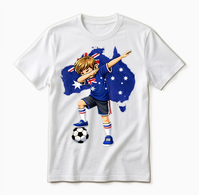 Dabbing Soccer Australia Jersey Garçon Australiens Garçons Unisex T-Shirt in White