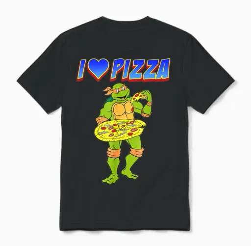 Michelangelo - I Love Pizza Unisex T-Shirt in Black