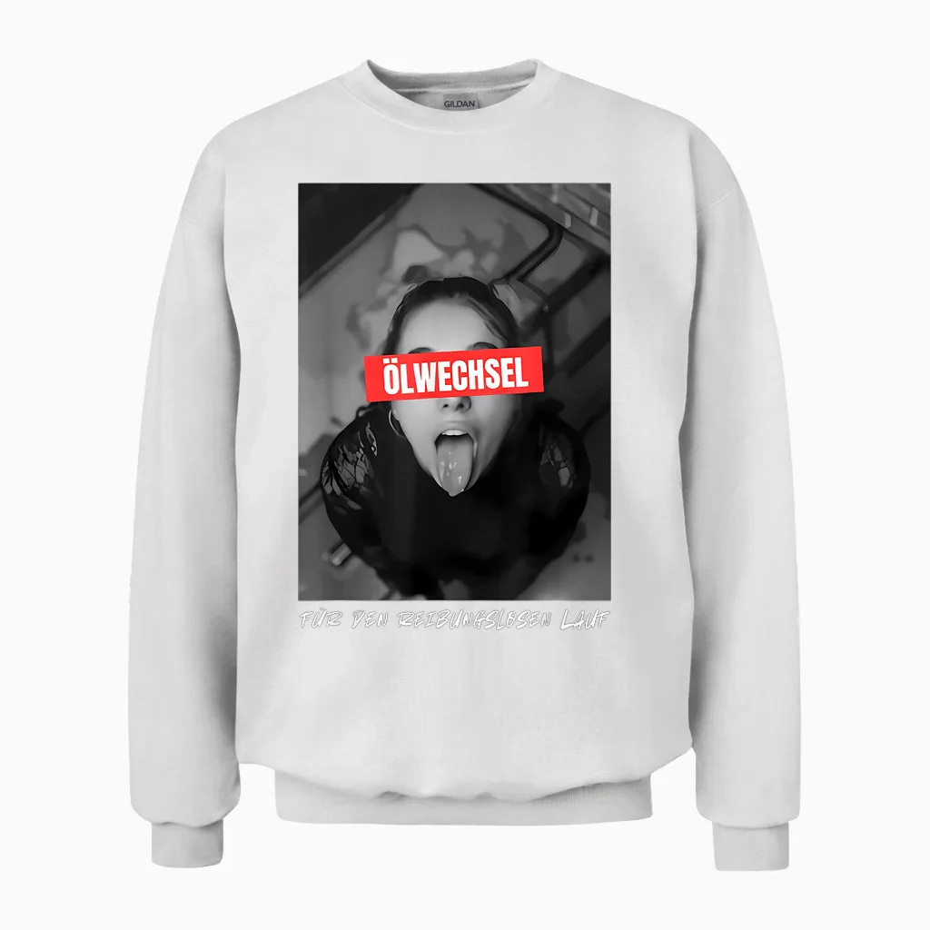 Oil Change for Smooth Running Unisex Sweatshirt in White