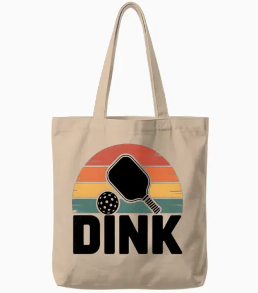 Retro Vintage Sunset Pickleball Paddle Dink Tote Bags in Natural