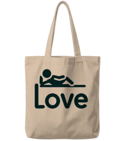 3d Love Typography with Creative Design Tote Bags - Natural