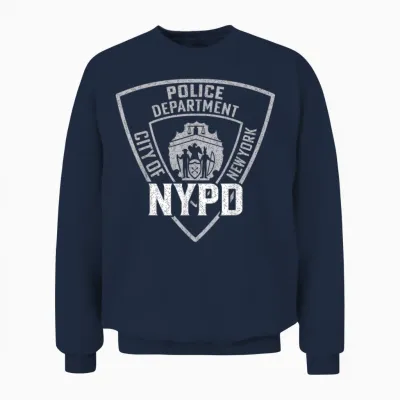 Nypd New York Police Department Us Blue Lined T-Shirt, Black, S Unisex Sweatshirt - Navy