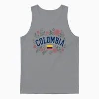 Colombia Floral Vintage Country Pride Unisex Tank Top in Sport Grey - 1