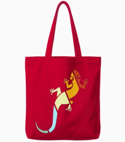 Lizard Retro Tote Bags - Red