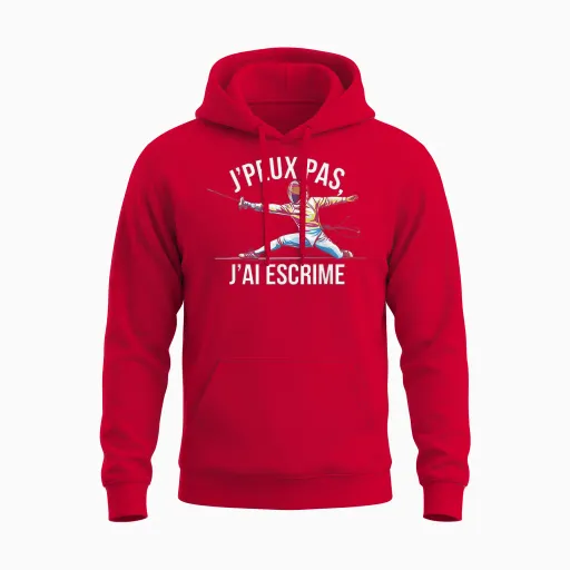 J'peux Pas J'ai Fencing T-Shirt, Black, S Unisex Hoodie - Red