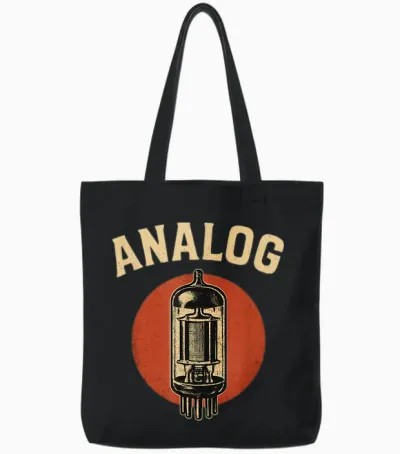 Analog Retro Vacuum Tube Vintage Style Tote Bags - Black