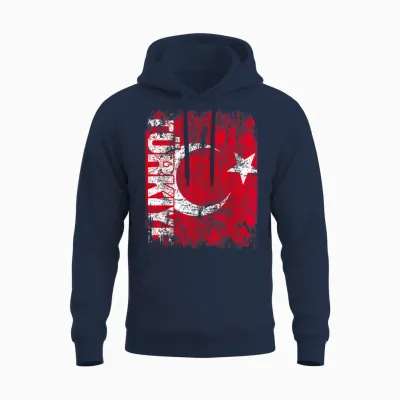 Türkiye Türkei Flagge | Damen Herren Kinder Türkei Unisex Hoodie - Navy