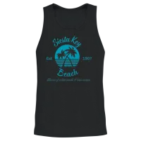 Siesta Key Beach, Florida Est 1907 Teal Unisex Tank Top - Black – 2