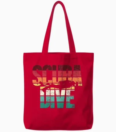 Scuba Dive Vintage Retro Tote Bags - Red
