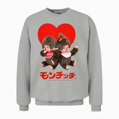 Monchhichi Valentine's Day Cute Little Fluffy Duo Unisex Sweatshirt - Ash