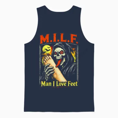 M.i.l.f. Man I Love Feet, Inappropriate Humor Foot Toe Lover Unisex Tank Top - Navy