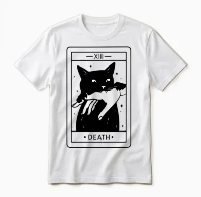 Tarot Card Black Cat Bite Unisex T-Shirt - White