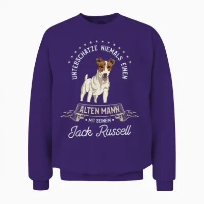 Unterschätze Niemals Einen Alten Mann Mit Seinem Jack Russel Unisex Sweatshirt - Purple