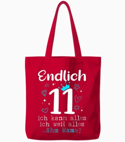 11 Geburtstag Mädchen 11 Jahre Tote Bags - Red