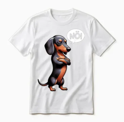 Dickköpfiger Rauhaardackel Nö Dachshund Dog Funny Dog T-Shirt, Black Unisex T-Shirt - White
