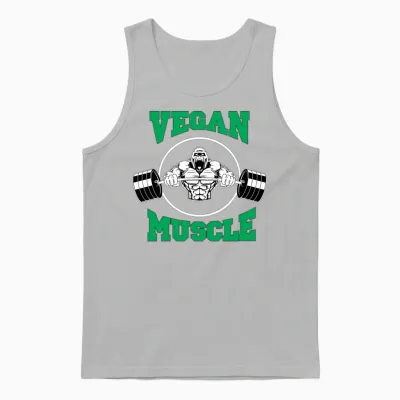 Vegan Muscle Gorilla Powered by Plants Unisex Tank Top - Ash