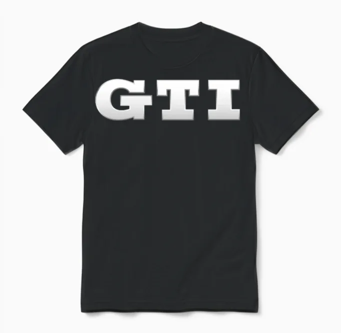 Volkswagen Vw Gti Evolution and Gti Lettering Unisex T-Shirt in Black