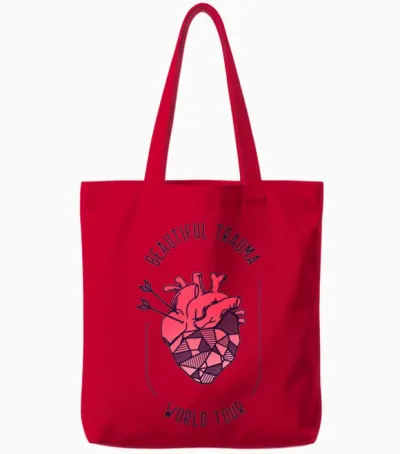 Pink Beautiful Trauma Tote Bags - Red