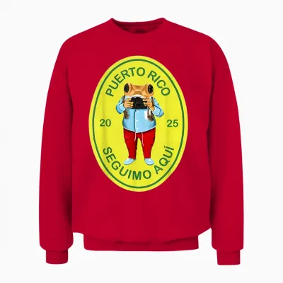 Graphic Funny Frog Retro Deb Tirar Unisex Adults Puerto Rico Frog Concho Retro 2025 T-Shirt Black Small Unisex Sweatshirt - Red