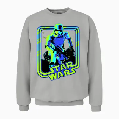 Kids Star Wars Classic Stormtrooper Retro Neon Glow Unisex Sweatshirt - Ash