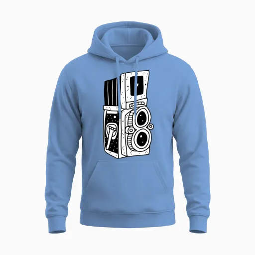 Retro Camera Photography Unisex Hoodie in Carolina Blue