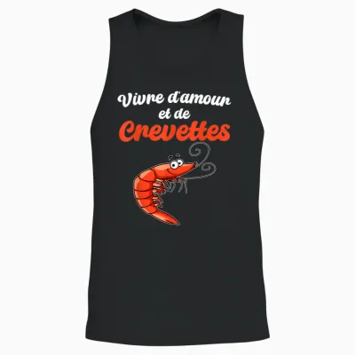 Living Love and Shrimp Humor Crustaceans Shrimp Sea T-Shirt, Black, S Unisex Tank Top - Black