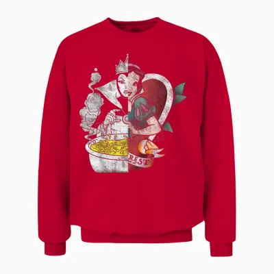 The Evil Queen Disney Snow White Split Face T-Shirt, Black, S Unisex Sweatshirt - Red