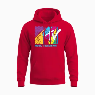 The Official Mtv Logo with Great Colors Painted with Big Pen Unisex Hoodie - Red