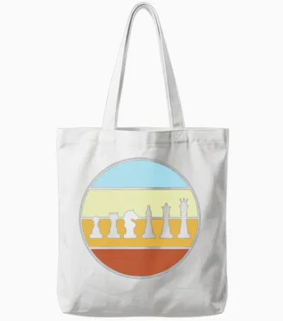 Chess Retro Tote Bags - White