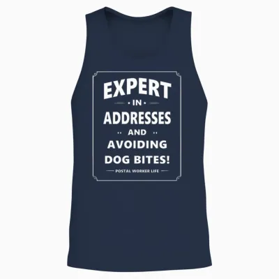Expert in Addresses and Avoiding Dog Bites Unisex Tank Top - Navy