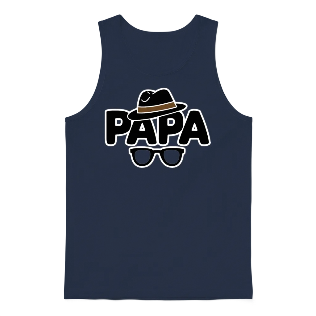 Papa Dad Unisex Tank Top - Navy