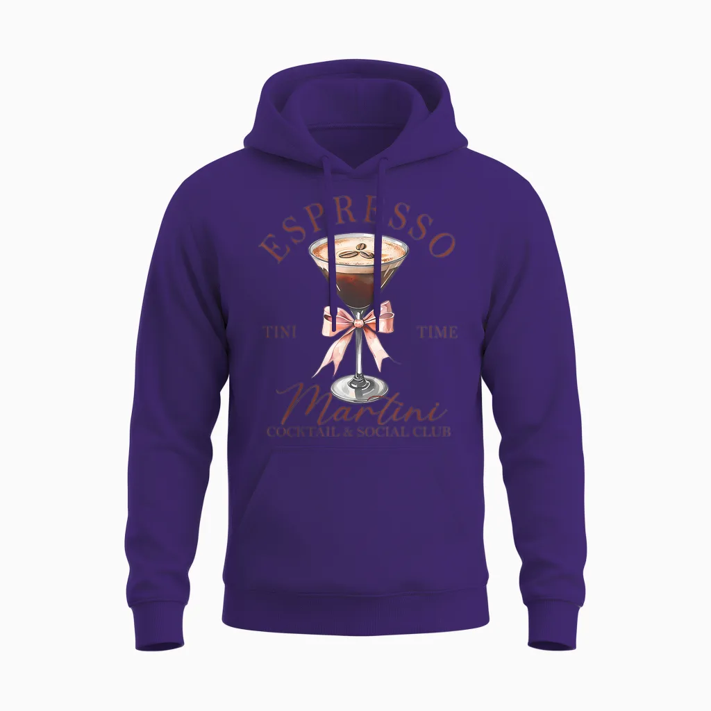 Womens Espresso Martini Social Club Drinking Cocktail Unisex Hoodie in Purple