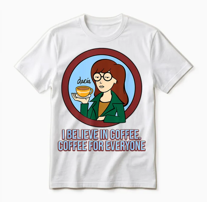 Mademark X Daria - I Believe in Coffee - Coffee for Everyone Unisex T-Shirt in White