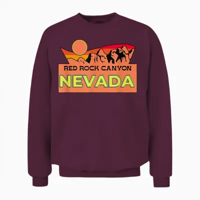 Red Rock Canyon Nevada Travel Souvenir Vintage Retro Sunset T-Shirt, Black, S Unisex Sweatshirt - Maroon