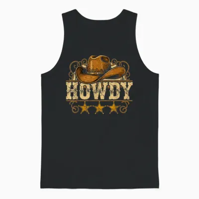 Cowboy Hat Western Country Howdy Cowboy Unisex Tank Top - Black
