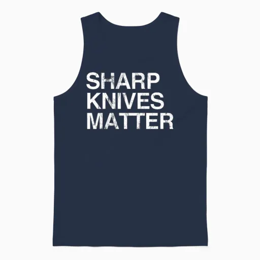 Sharp Lives Matter Funny Cook Knife Unisex Tank Top in Navy