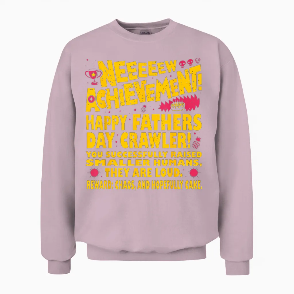 Happy Fathers Day Crawler New Achievement Gamer Dad Usa Unisex Sweatshirt in Light Pink