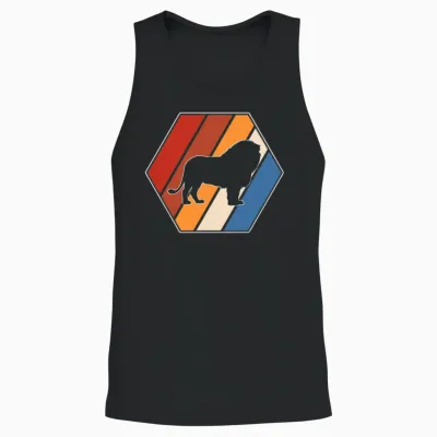 Lion Retro Unisex Tank Top - Black