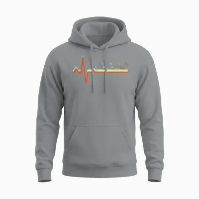 Kite Surfing Retro Heartbeat Unisex Hoodie - Sport Grey